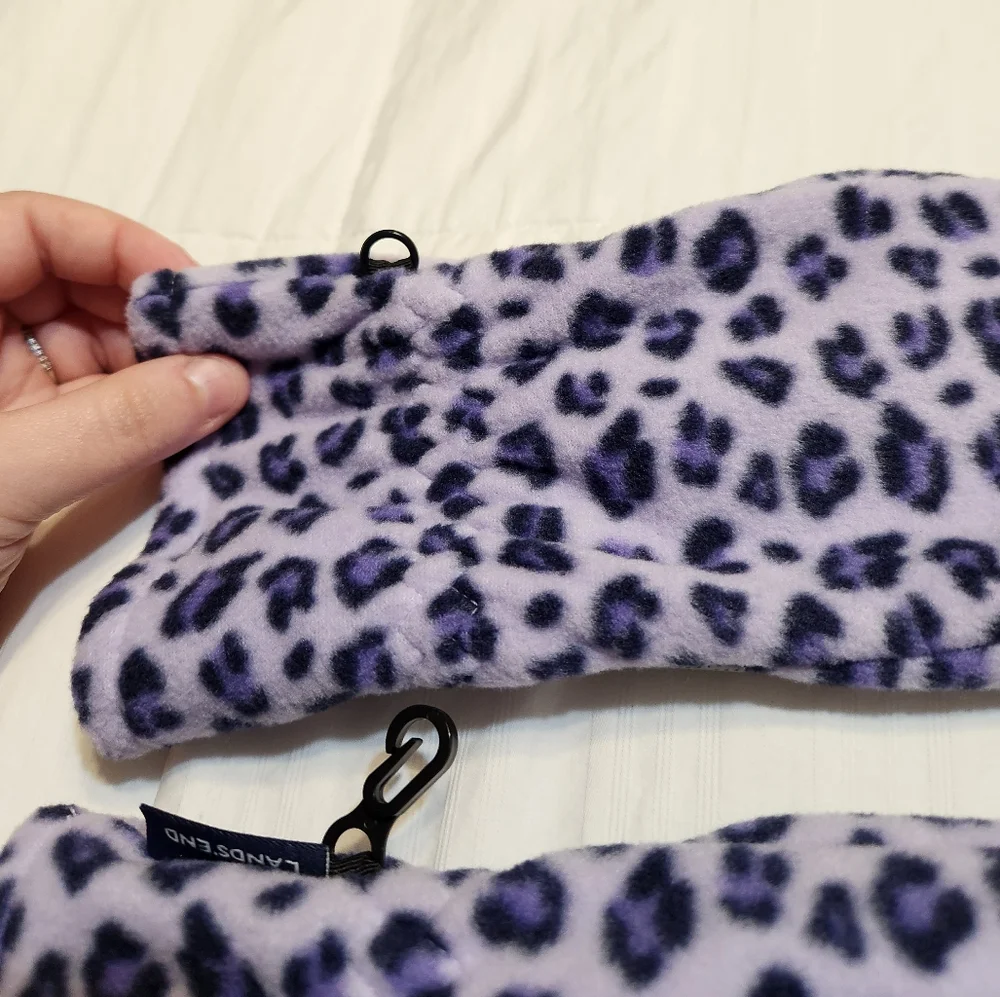 Lands End Purple Leopard Print Mittens Size Large